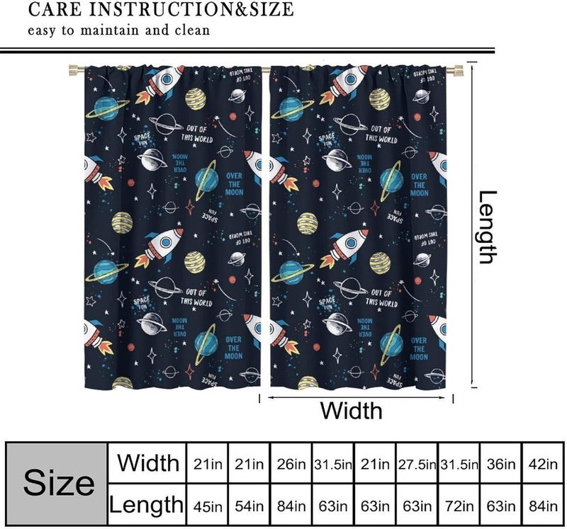 LOMADIA Space Kids Curtain,Cartoon Child Spaceman Planet Theme Blackout Curtain, Solar System Astronaut Window Treatments Drapes for Nursery Boys Girls Room Bedroom Decor 42" W x 54" L - Image 4